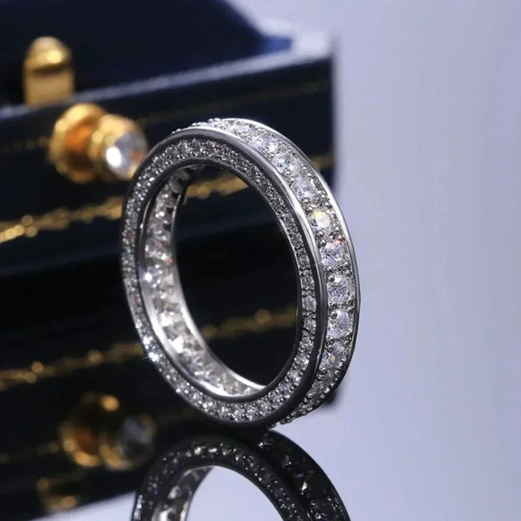 NEW 925 Sterling Silver Diamond Eternity Ring